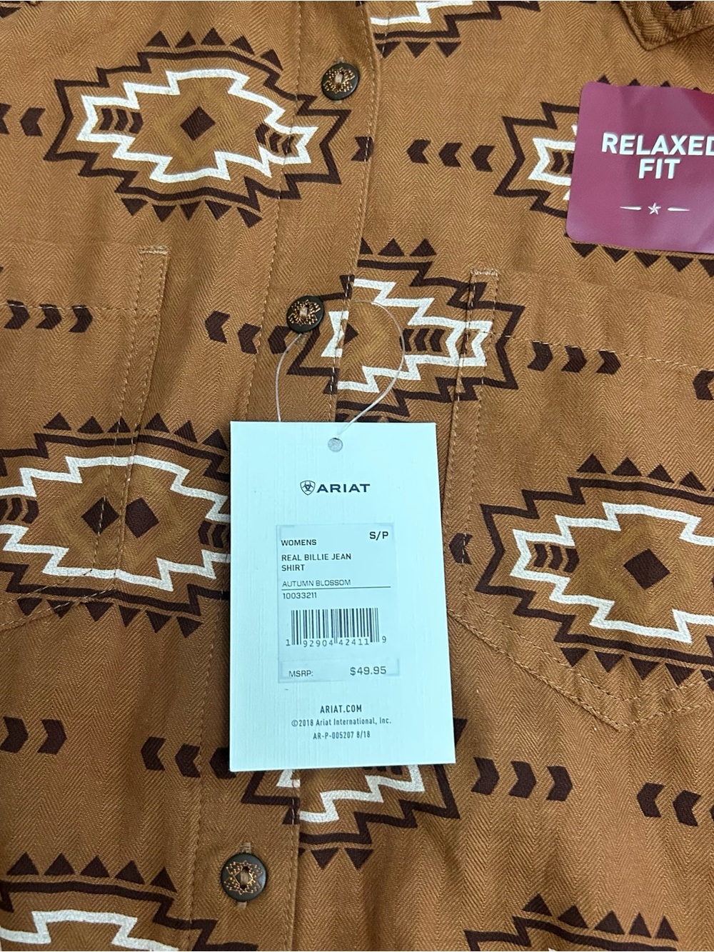 Ariat Real Women's Billie Jean Button Down Shirt Southwestern Small Relaxed New - Picture 8 of 11